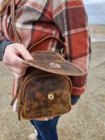 Western BAckpack purse leather bag fashion sling crossbody backpack purse cowgirl cowhide hair ok (7)