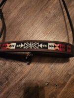 Apache Red Headstall Western Bridle Leather Breast Collar Split Reins Beading (12)