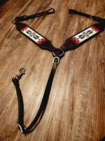 Apache Red Headstall Western Bridle Leather Breast Collar Split Reins Beading (28)