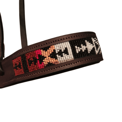 Apache Red Headstall Western Bridle Leather Breast Collar Split Reins Beading (29)