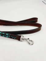 Leather Dog Leashes Tooled Matching Leather Leash 6 feet Dog collars Heavy duty with handle Dog leash mathcing dog collar sunflower (22)