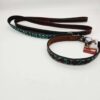 Leather Leash - Turquoise Buckstitch - view 2