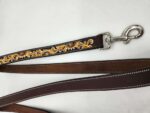 Leather Dog Leashes Tooled Matching Leather Leash 6 feet Dog collars Heavy duty with handle Dog leash mathcing dog collar sunflower (30)