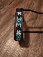 Turquoise western bridle headstall leather browband breast collar teal beaded beading western tack horse (2)