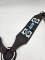 Turquoise western bridle headstall leather browband breast collar teal beaded beading western tack horse (24)