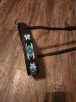 Turquoise western bridle headstall leather browband breast collar teal beaded beading western tack horse (4)