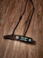 Turquoise western bridle headstall leather browband breast collar teal beaded beading western tack horse (7)