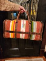 Unique Western Carpet Bag WEstern Duffel TRavel Weekend Bag mans bag mens bag womens bag pastel pendleton wool (1)