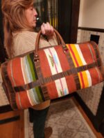 Unique Western Carpet Bag WEstern Duffel TRavel Weekend Bag mans bag mens bag womens bag pastel pendleton wool (4)