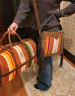 Unique Western Carpet Bag WEstern Duffel TRavel Weekend Bag mans bag mens bag womens bag pastel pendleton wool (8)