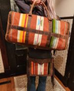 Unique Western Carpet Bag WEstern Duffel TRavel Weekend Bag mans bag mens bag womens bag pastel pendleton wool (9)