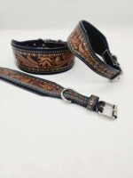 a leather dog collars tooled cowhide western good dog small medium large (10)