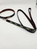 pink sunflower leather dog leash dog collar leashes for dogs leather leash pink yellow sunflower teal turquoise (4)