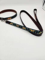 pink sunflower leather dog leash dog collar leashes for dogs leather leash pink yellow sunflower teal turquoise (7)