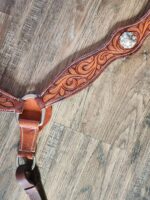 Western breast collar hand tooled antiqued leather (13)