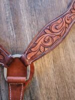 Western breast collar hand tooled antiqued leather (5)