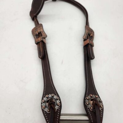 A ranch hand headstall bridle leather rose gold (5)