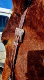 LEather rose gold western headstall bridle classic rose (5)