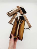 LEather wallet cutch cowhide wallet cluch purse western hair on tooled leather womens mens wallet (12)