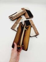 LEather wallet cutch cowhide wallet cluch purse western hair on tooled leather womens mens wallet (14)