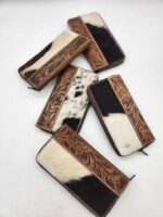 LEather wallet cutch cowhide wallet cluch purse western hair on tooled leather womens mens wallet (2)