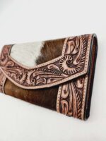 LEather wallet cutch cowhide wallet cluch purse western hair on tooled leather womens mens wallet (22)