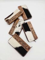 LEather wallet cutch cowhide wallet cluch purse western hair on tooled leather womens mens wallet (9)