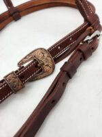 Leather headstall bridles western leather bridle rose gold buckle buckstitch brown bridles horses quarter horse (10)