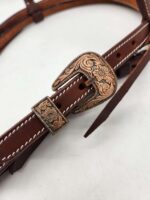 Leather headstall bridles western leather bridle rose gold buckle buckstitch brown bridles horses quarter horse (11)