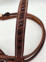 Leather headstall bridles western leather bridle rose gold buckle buckstitch brown bridles horses quarter horse (12)