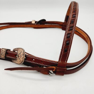 Leather headstall bridles western leather bridle rose gold buckle buckstitch brown bridles horses quarter horse (13)