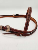 Leather headstall bridles western leather bridle rose gold buckle buckstitch brown bridles horses quarter horse (13)