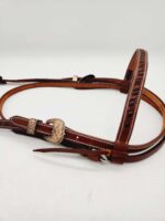 Leather headstall bridles western leather bridle rose gold buckle buckstitch brown bridles horses quarter horse (14)