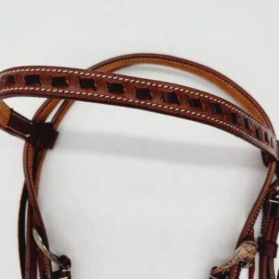 Denver Brown Buckstitch - Browband Leather Headstall - view 2