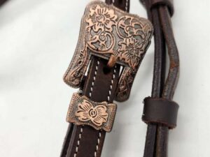 Leather headstall bridles western leather bridle rose gold buckle buckstitch brown bridles horses quarter horse (2)