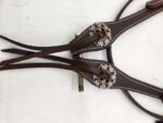 Leather headstall bridles western leather bridle rose gold buckle buckstitch brown bridles horses quarter horse (3)