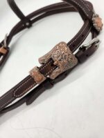 Leather headstall bridles western leather bridle rose gold buckle buckstitch brown bridles horses quarter horse (8)