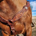 antique leather headstall western bridle tooled unique bridle leather horse tack (9)