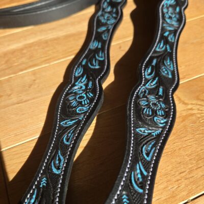 leather split reins ranch hand store turuqoise (1) black leather reins