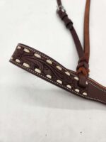 leather tiedown noseband rose gold white buckstitch headstall noseband western (1)