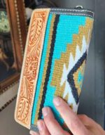 saddle blanket wallet clutch ladies purse western cowhide (2)