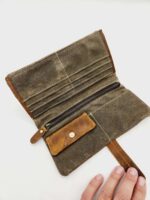 Clutch Wallets Leater Handmade bifold wax canvas wallets for sale soft leather (26)