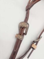 denver brown ranch hand headstall western bridle brown buckstitch horse tack (5)