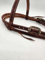western headstall handcarted tooled diamond brown leather bridle browband one ear headstall horse tack ranch hand (1)