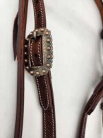 western headstall handcarted tooled diamond brown leather bridle browband one ear headstall horse tack ranch hand (10)