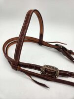 western headstall handcarted tooled diamond brown leather bridle browband one ear headstall horse tack ranch hand (17)