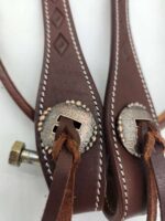 western headstall handcarted tooled diamond brown leather bridle browband one ear headstall horse tack ranch hand (9)