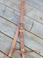 Leather headstall bridle western horse tack quarter horse western belt headstall buckstitch rose gold leather (22)