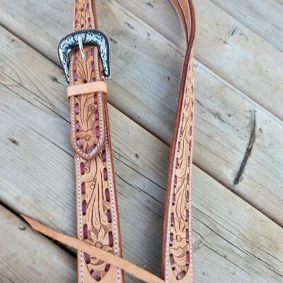 Leather headstall bridle western horse tack quarter horse western belt headstall buckstitch rose gold leather (26)