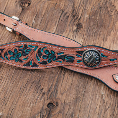 Turquoise Breeze Western Headstall - Sliding One Ear Leather Headstall - Barrel Racing & Team Roping Tack - Light- No Throat Latch
